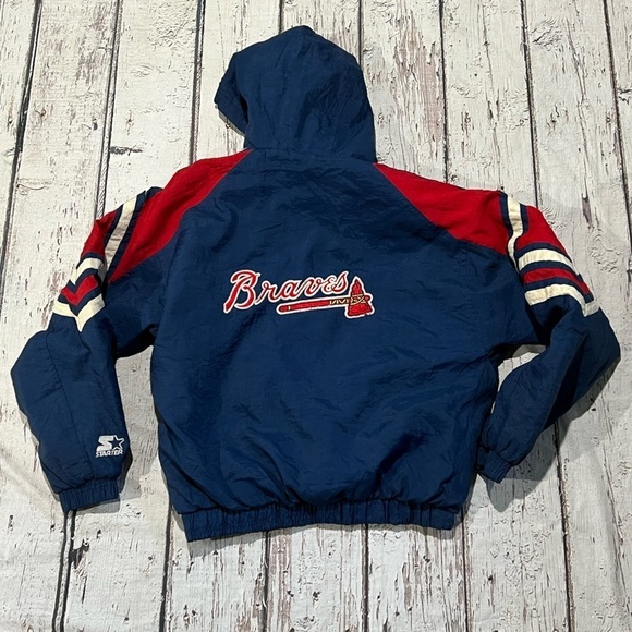 Vintage Boys 1990s Atlanta Braves MLB Baseball Sports Puffy 90s Starter Jacket - Picture 2 of 10